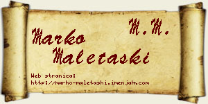 Marko Maletaški vizit kartica